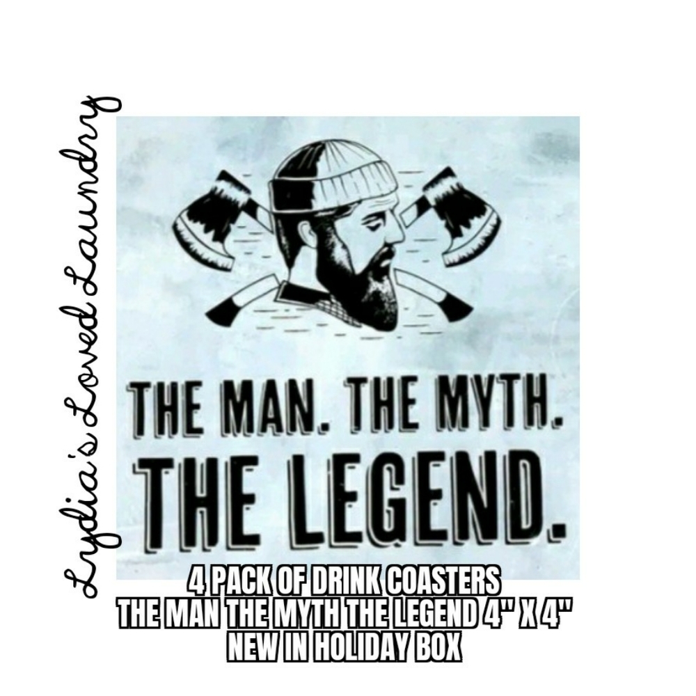 💥 5/$10 The Man The Myth The Legend Coasters - 4 Pack Of New Drink Coasters